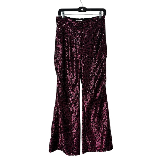 $1,790 Halpern Pink High Rise Wide Leg Sequined Pants Size 38/US 6 - Picture 1 of 9